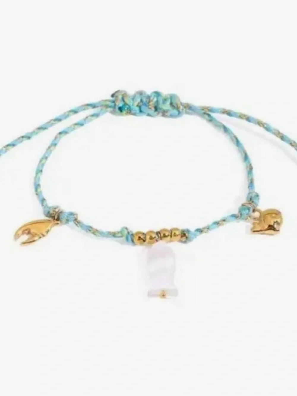 18K Stainless Steel Blue Corded Charm Bracelet (7560)